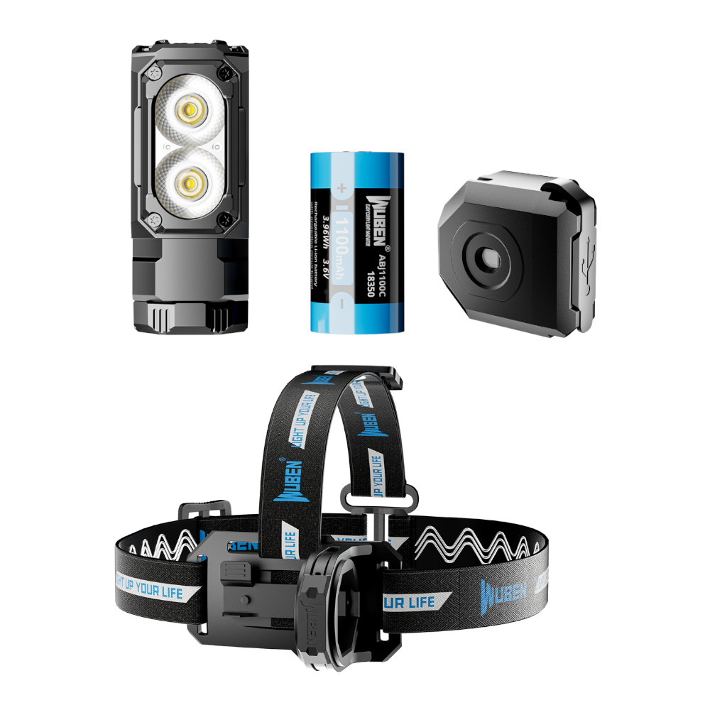 E7 1800Lm Ultra-Compact and Lightweight LED Headlamp & Flashlight with 18350 Battery High Lumen Recheargeable Mini Torch Light LED Headlight