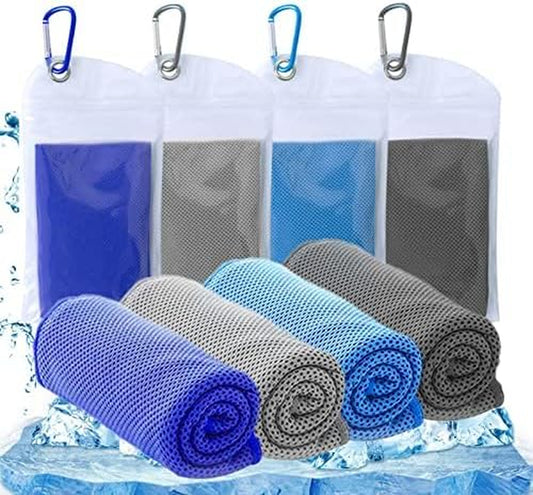 Cooling Towel for Neck Cooling Towel 4 Pack, (40"X12") Soft Breathable Cooling Towels for Hot Weather, Athletes, Yoga, Gym, Workout, Sports, Camping, Microfiber Ice Cool Towel, Chilly Towel