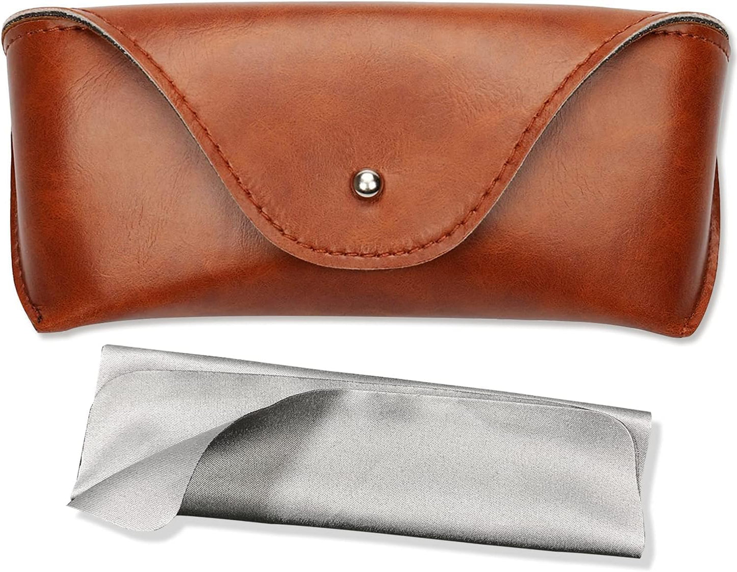 Portable Leather Glasses Case,Flexible Sunglasses Pouch Slim Case for Women Men Horizontal Eyeglass Case