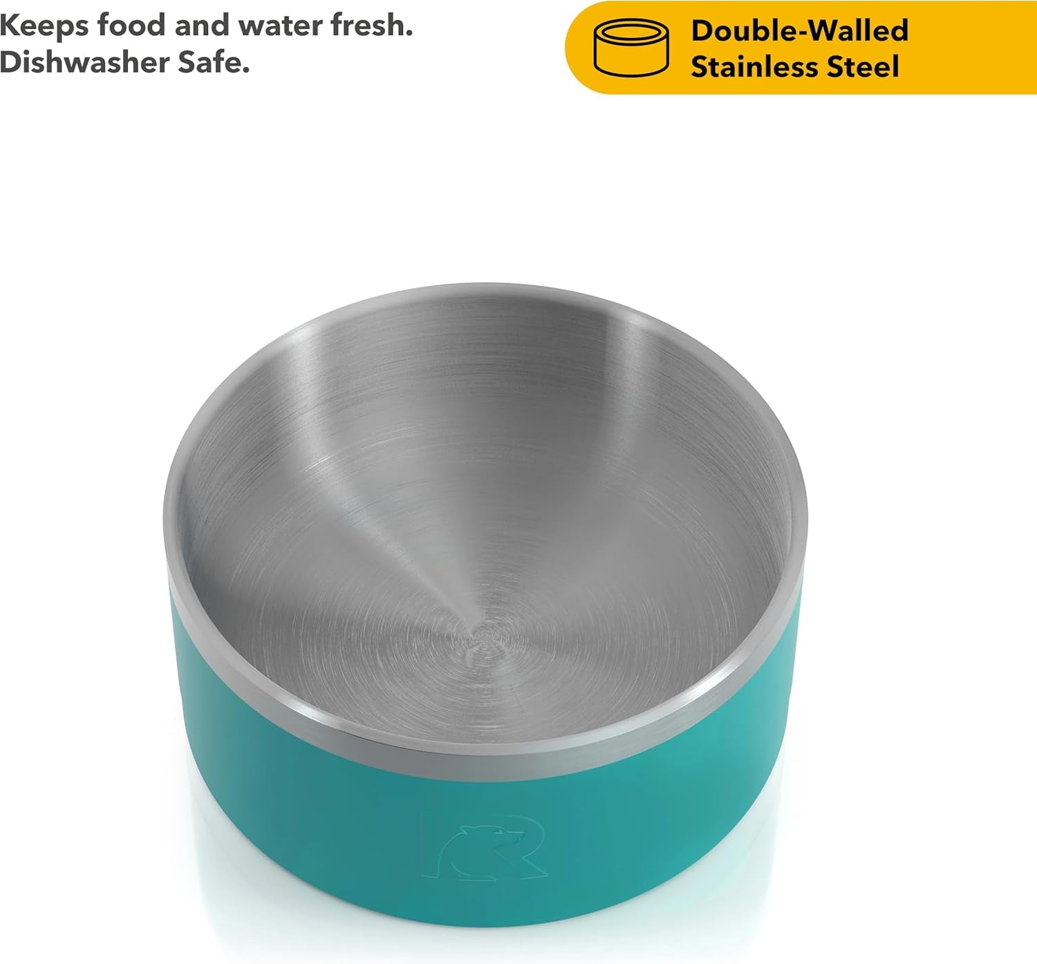 3-In-1 Dog Bowl Food and Water Dish for Large Dogs and Small Dogs, Double-Walled Stainless Steel Metal, Portable, Non-Slip, Indoor and Outdoor, Large, Deep Harbor &  Ice