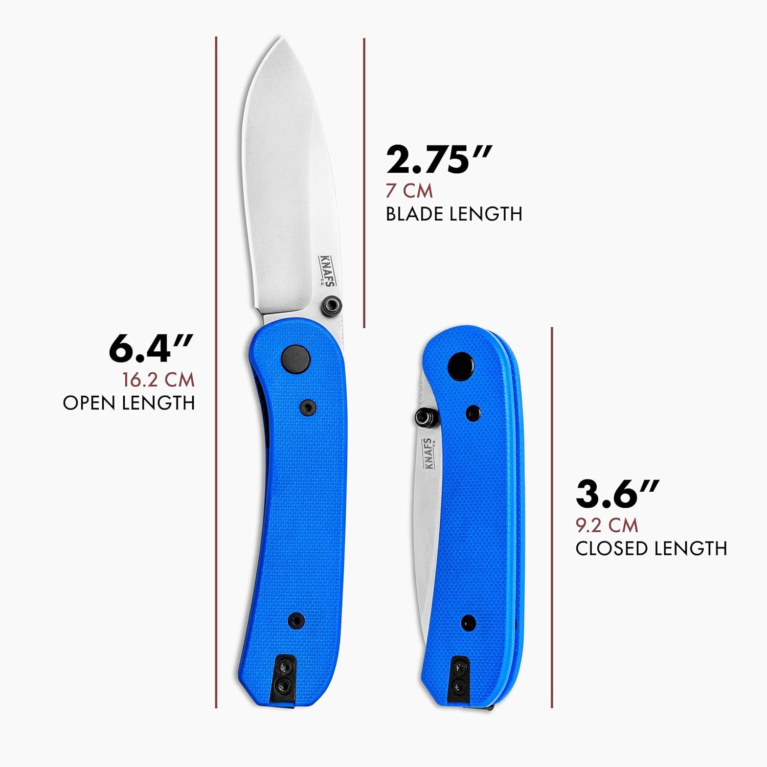 - Lander 1 Folding Pocket Knife with Clip - EDC for Men, Women, Everyone - Gray Stonewash Blade - Blue G10 Handle