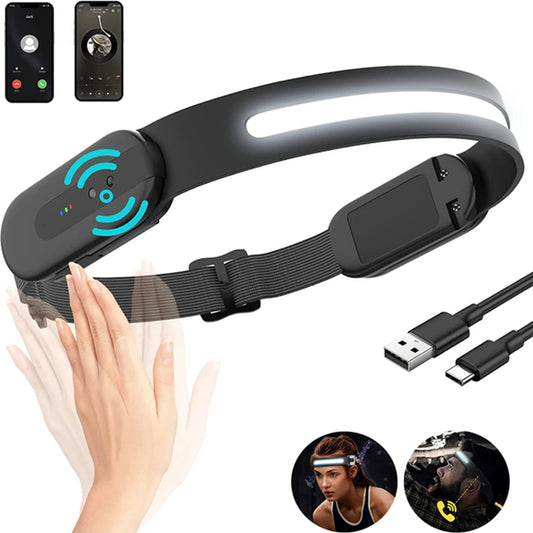 Smart Bluetooth LED Headlamp USB Rechargeable Motion Sensor Headlamps with Wireless Music Function LX-400